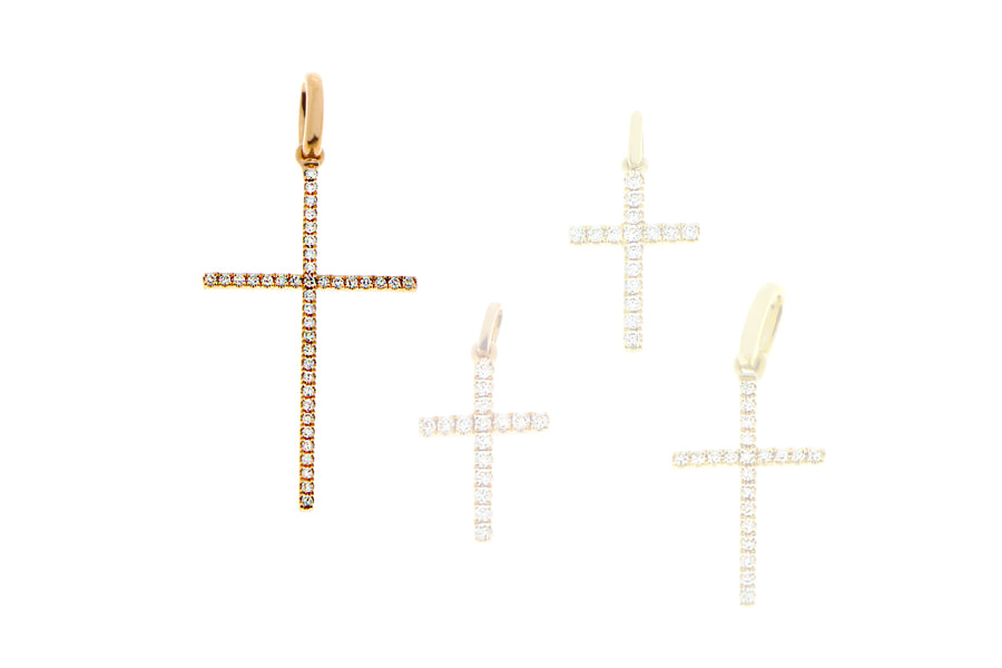 Yellow and rose gold cross pendants