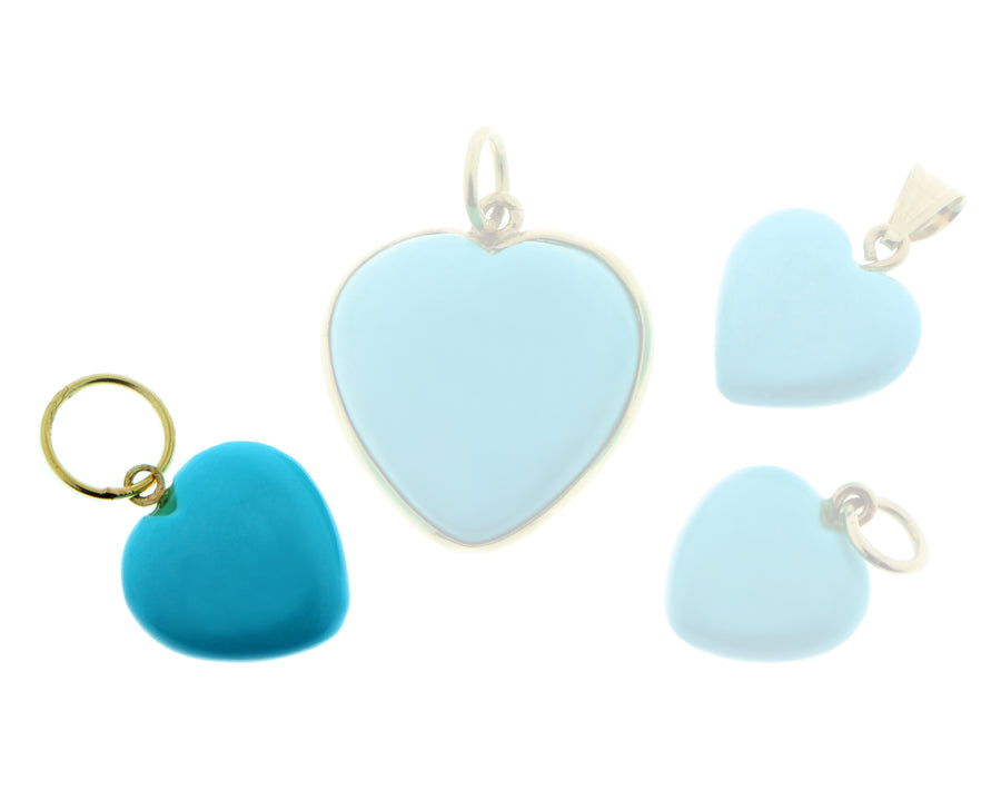 Yellow gold and turquois heart pendant