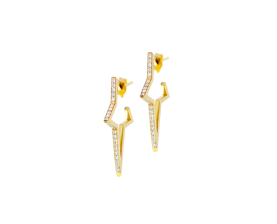 Yellow gold and diamond star earrings