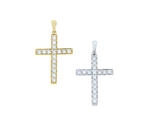 Yellow and white gold diamond cross pendants
