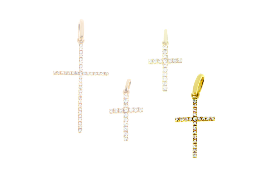 Yellow and rose gold cross pendants