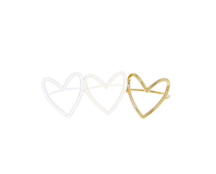 Yellow or white gold and diamond heart ring