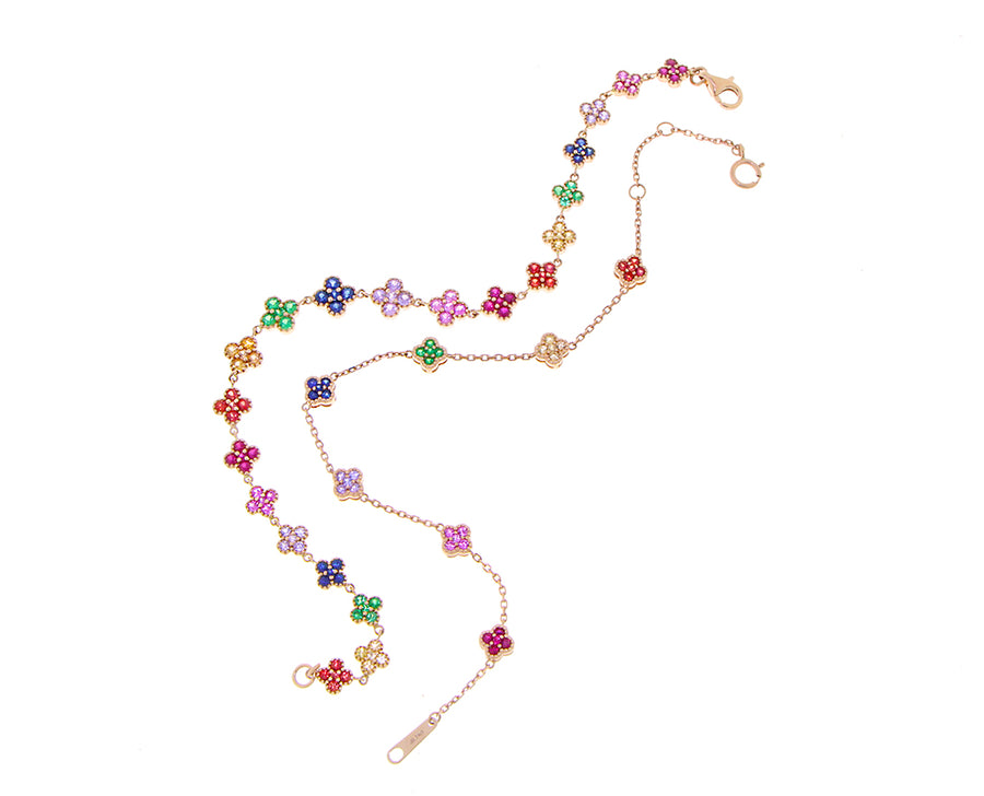 Rose gold bracelets with clovers of sapphires