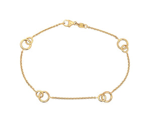 Yellow gold bracelet with four double rings
