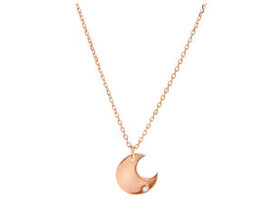 Rose gold and diamond necklace with a moon pendant