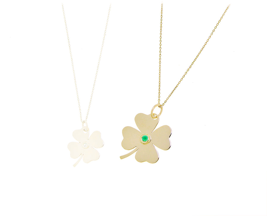 Yellow gold necklace with a clover pendant