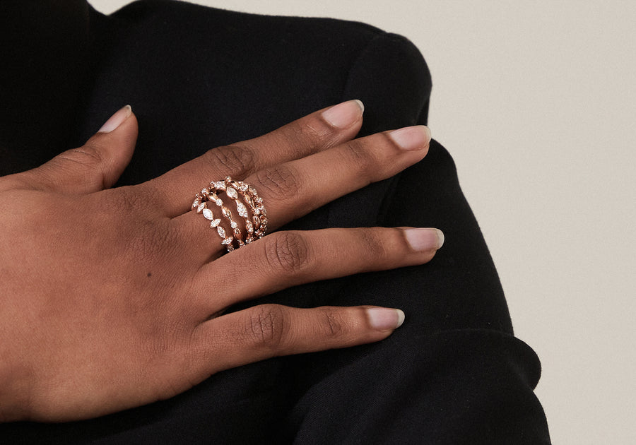 Rose gold and diamonds fantasy ring