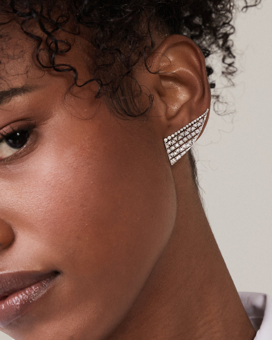 Diamond white and yellow gold wing earrings