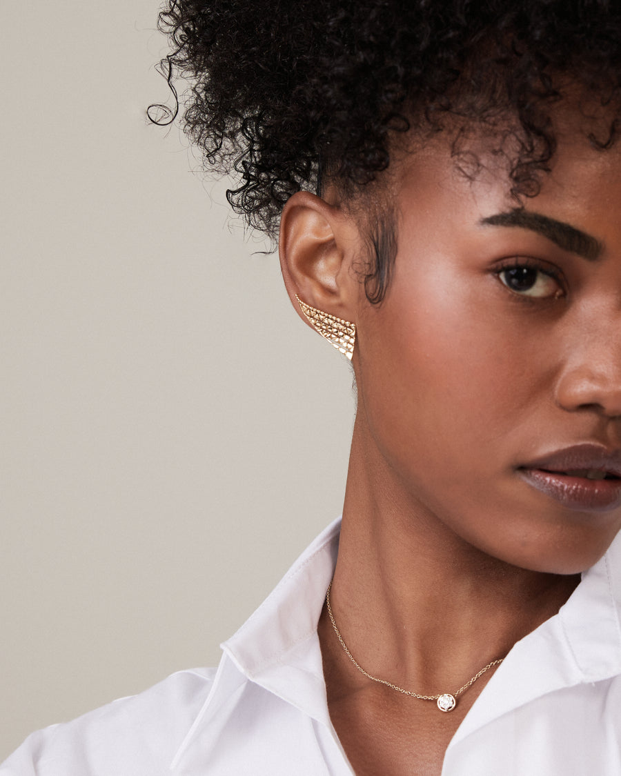 Diamond white and yellow gold wing earrings