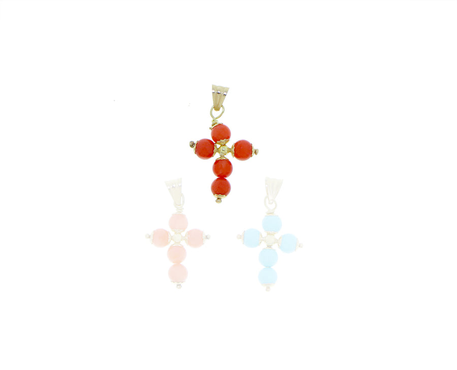 Yellow gold turquoise and coral charms