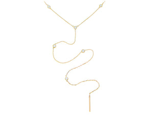 Yellow gold Y necklace with diamonds