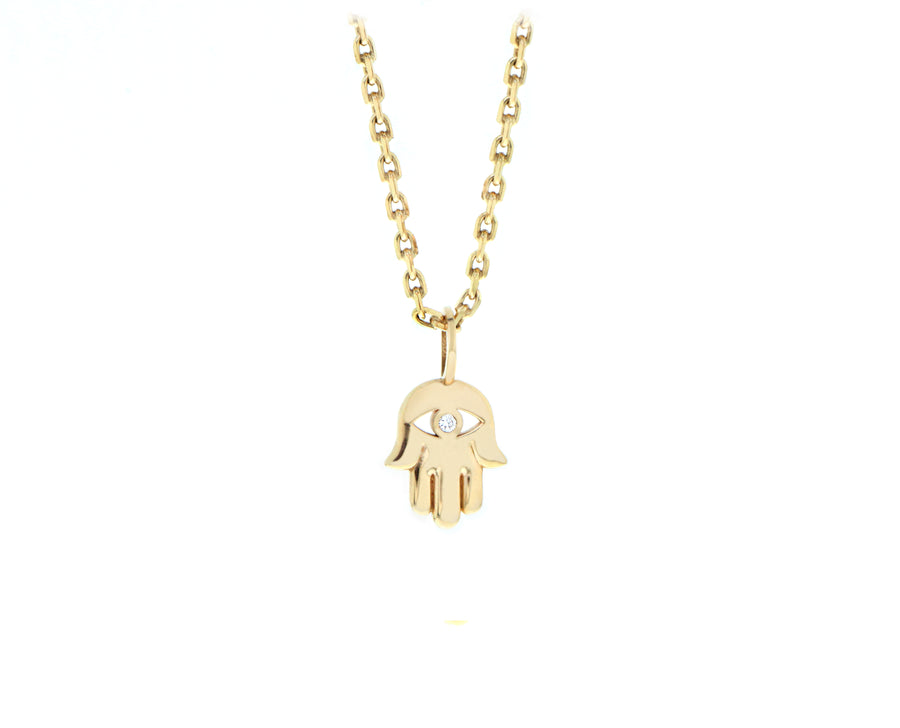 Hamsa hand bedel van geel goud en diamant