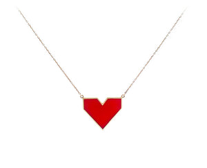 9K necklace with an enamel heart pendant