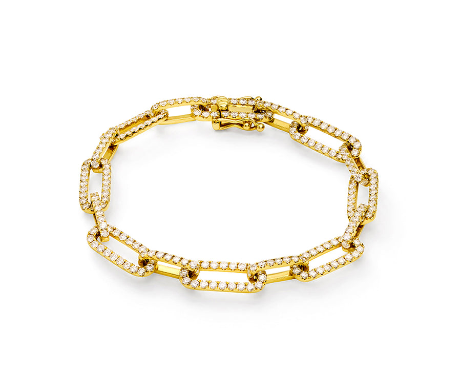 Yellow gold diamond closed-forever chain bracelet