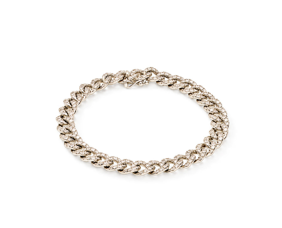 Yellow and white gold link bracelet with diamonds
