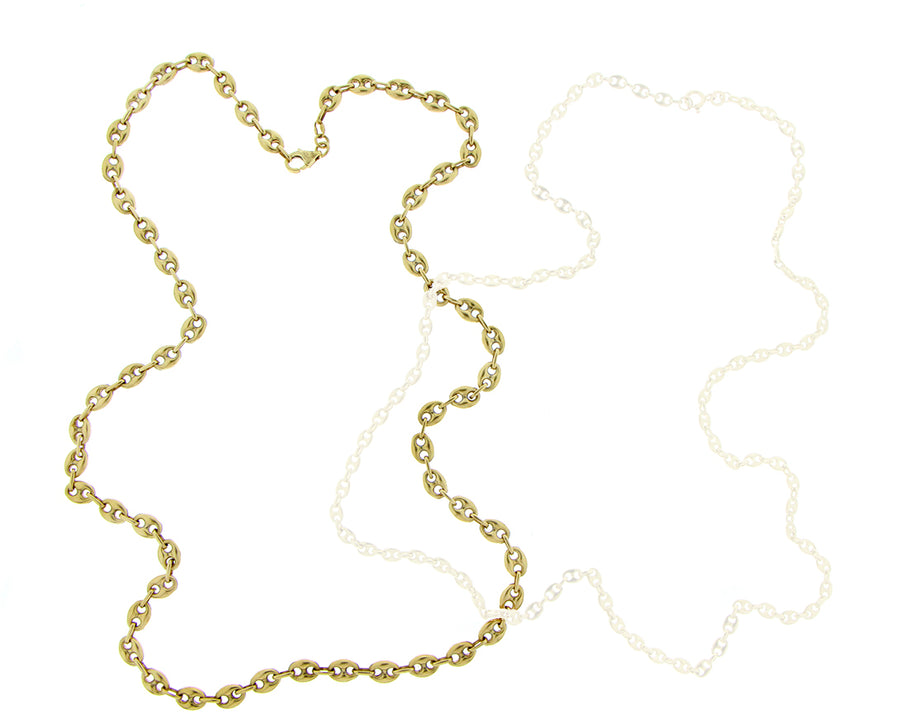 Vintage yellow gold coffeebean link necklaces