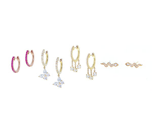 Yellow gold diamond or ruby small SINGLE hoops or snake SINGLE studs