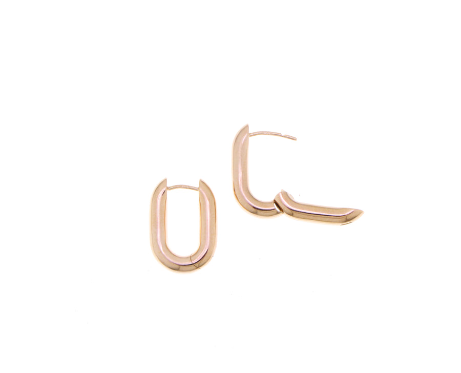 Rose gold oval hoops