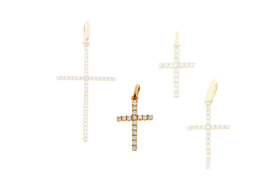 Yellow and rose gold cross pendants