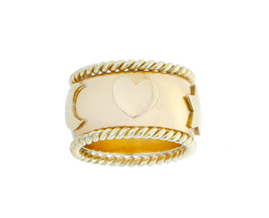 Yellow gold ring with heart moon and star symbol