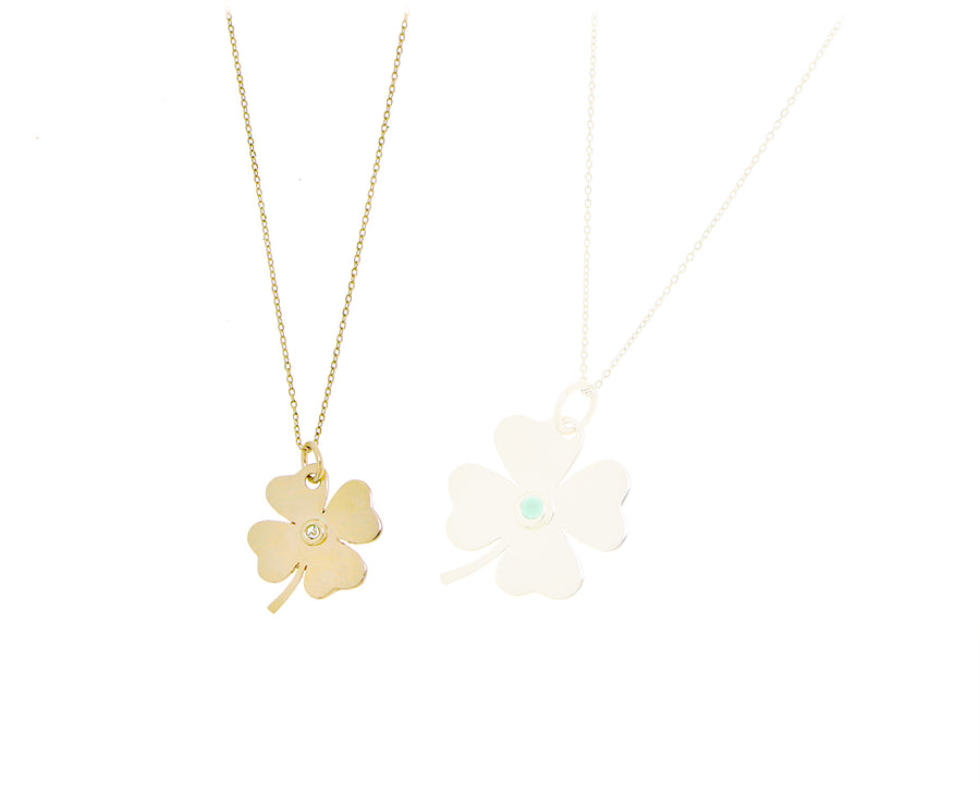 Yellow gold necklace with a clover pendant