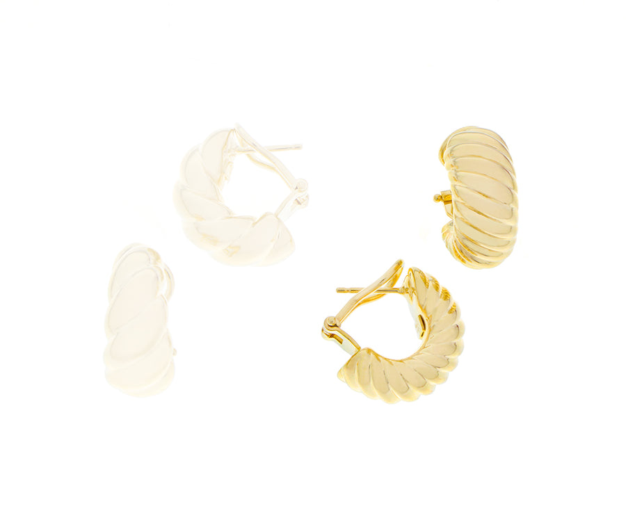Yellow gold twisted hoops