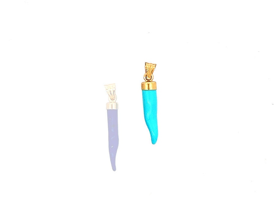 Yellow gold lapis, turquois or coral chili pendant