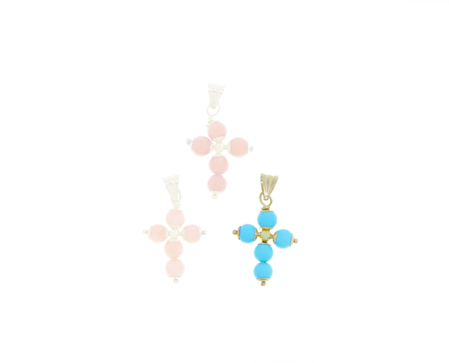 Yellow gold turquoise and coral charms