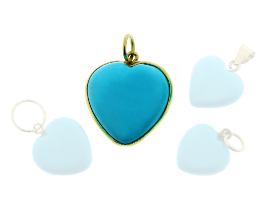 Yellow gold and turquois heart pendant