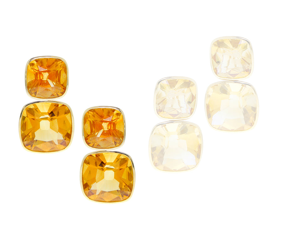 Yellow gold earrings with citrine or light citrine
