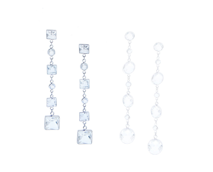 White gold earrings with white topaz