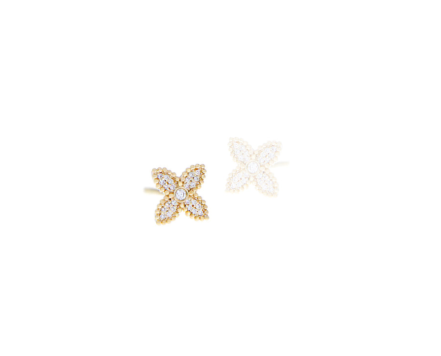 Yellow gold diamond SINGLE flower stud