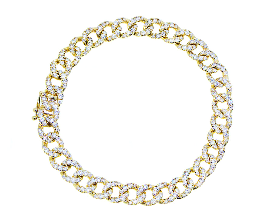 Geelgouden schakelarmband met diamanten