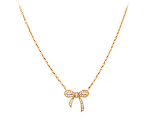 Rose gold necklace with diamond bow