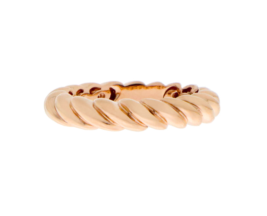 Yellow, rose and white gold twisted rings