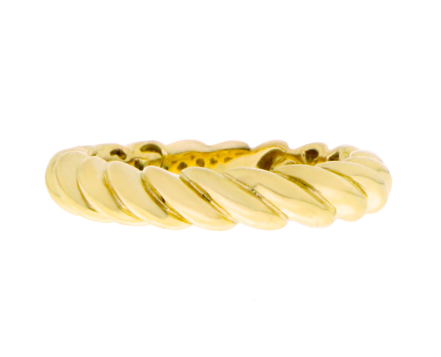 Yellow, rose and white gold twisted rings