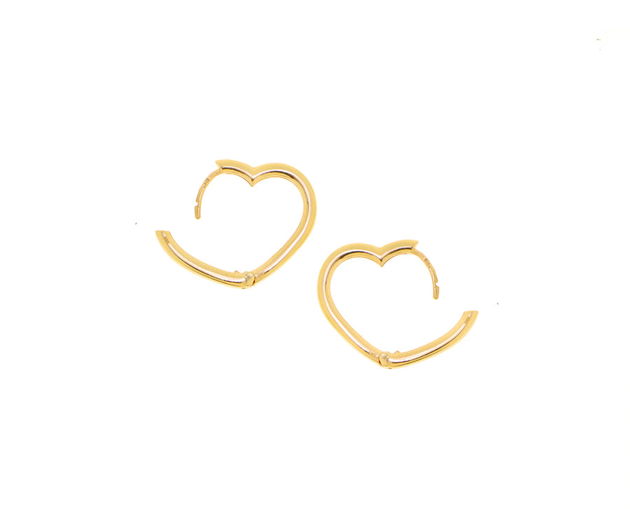 Yellow gold heart hoops