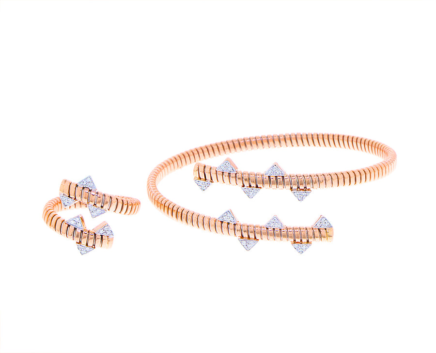 Rose gold tubo bracelet with diamond studs