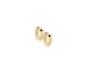 Yellow gold matted and hammered small hoops