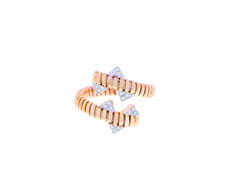 Rose gold tubo ring with diamond spikes