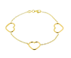 Bracelet with three open hearts