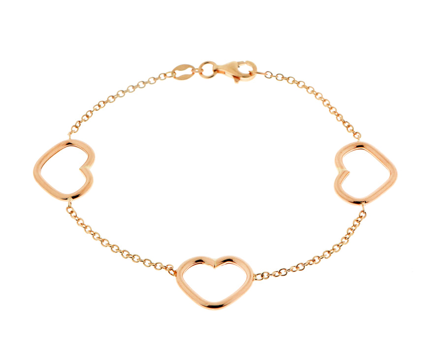 Bracelet with three open hearts