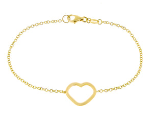 Yellow gold heart bracelet