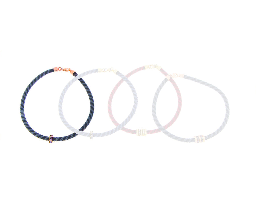 Rope bracelets with gold and diamonds