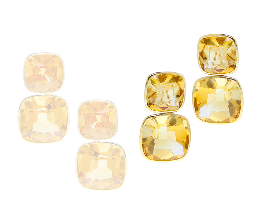 Yellow gold earrings with citrine or light citrine