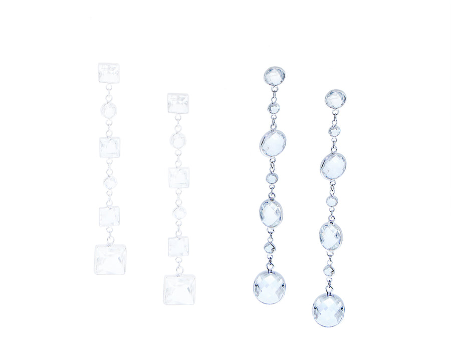 White gold earrings with white topaz