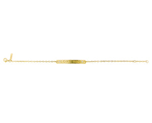 Geelgouden en diamanten armband met "LOVE YOU" gegraveerd