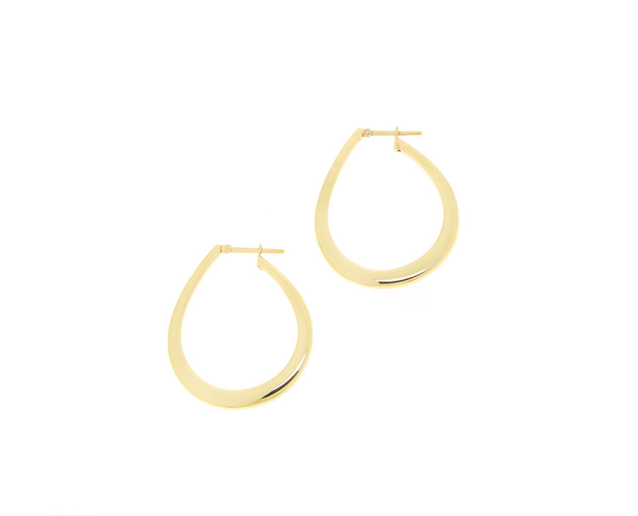 Yellow gold drop hoops