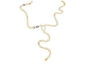 Yellow gold diamond-shaped chain Y necklace with diamonds