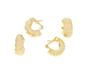 Yellow gold twisted hoops